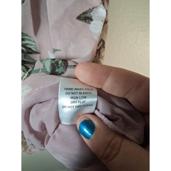 Haute Monde Blouse Business Casual Floral Boho Cottage Cold Shoulder Pink Large - Picture 6 of 10